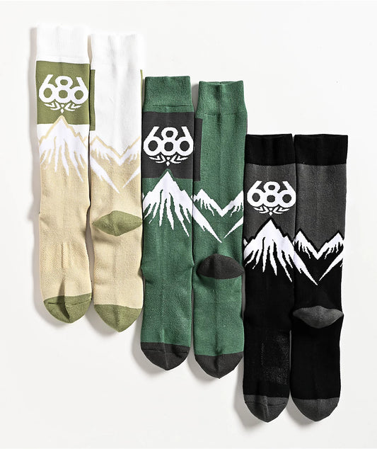 686 Mens Snow Caps Sock 3-Pack - Earth Tones