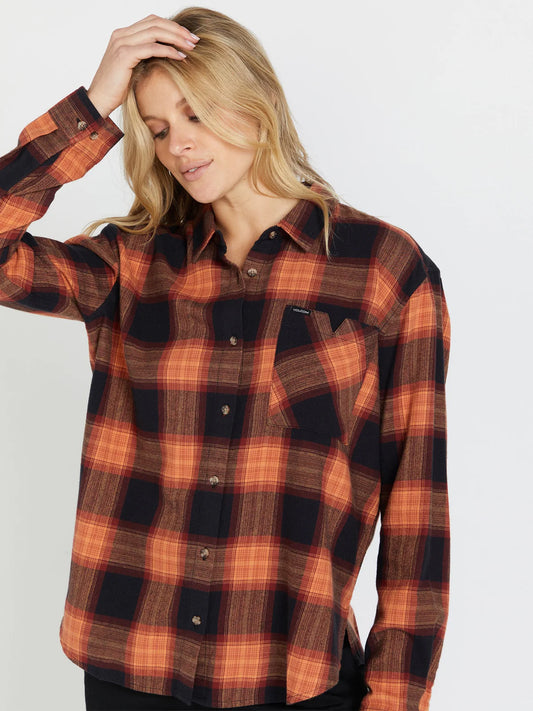 Volcom Women’s Plaid To Meet You Longsleeve - Black