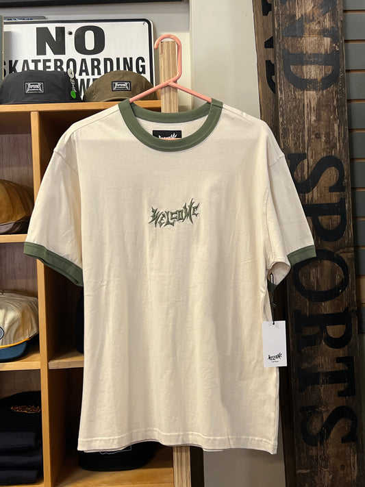 Welcome Stitched Cream/Olive Tee