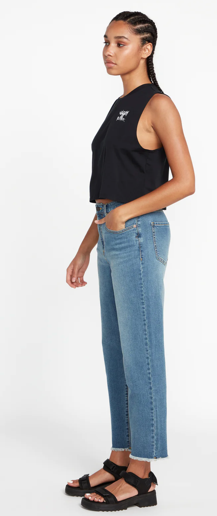 Volcom Stone Step High Waisted Pants - Jasper Blue