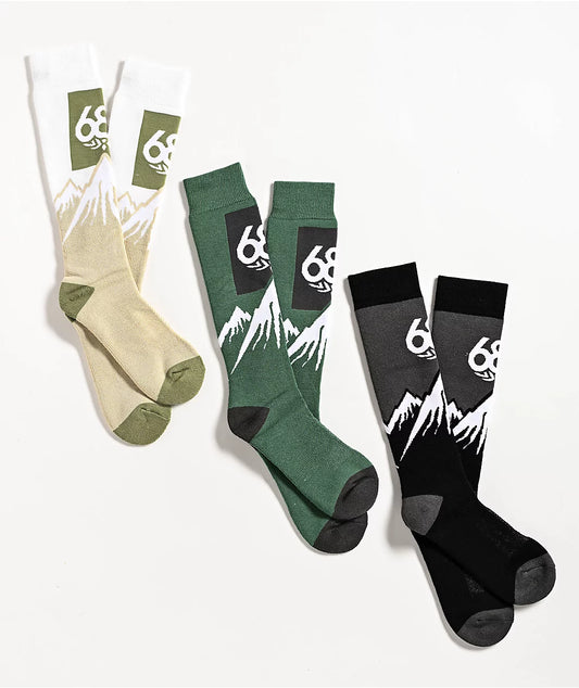 686 Mens Snow Caps Sock 3-Pack - Earth Tones