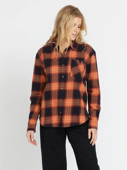 Volcom Women’s Plaid To Meet You Longsleeve - Black