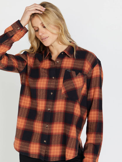 Volcom Women’s Plaid To Meet You Longsleeve - Black