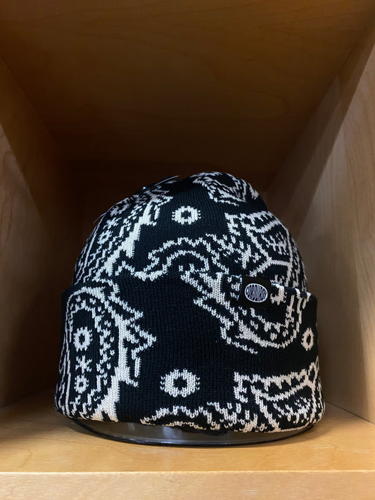Corduroy Paisley Beanie Black
