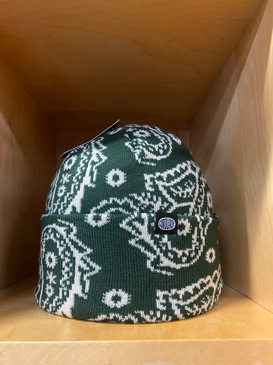 Corduroy Paisley Beanie Green