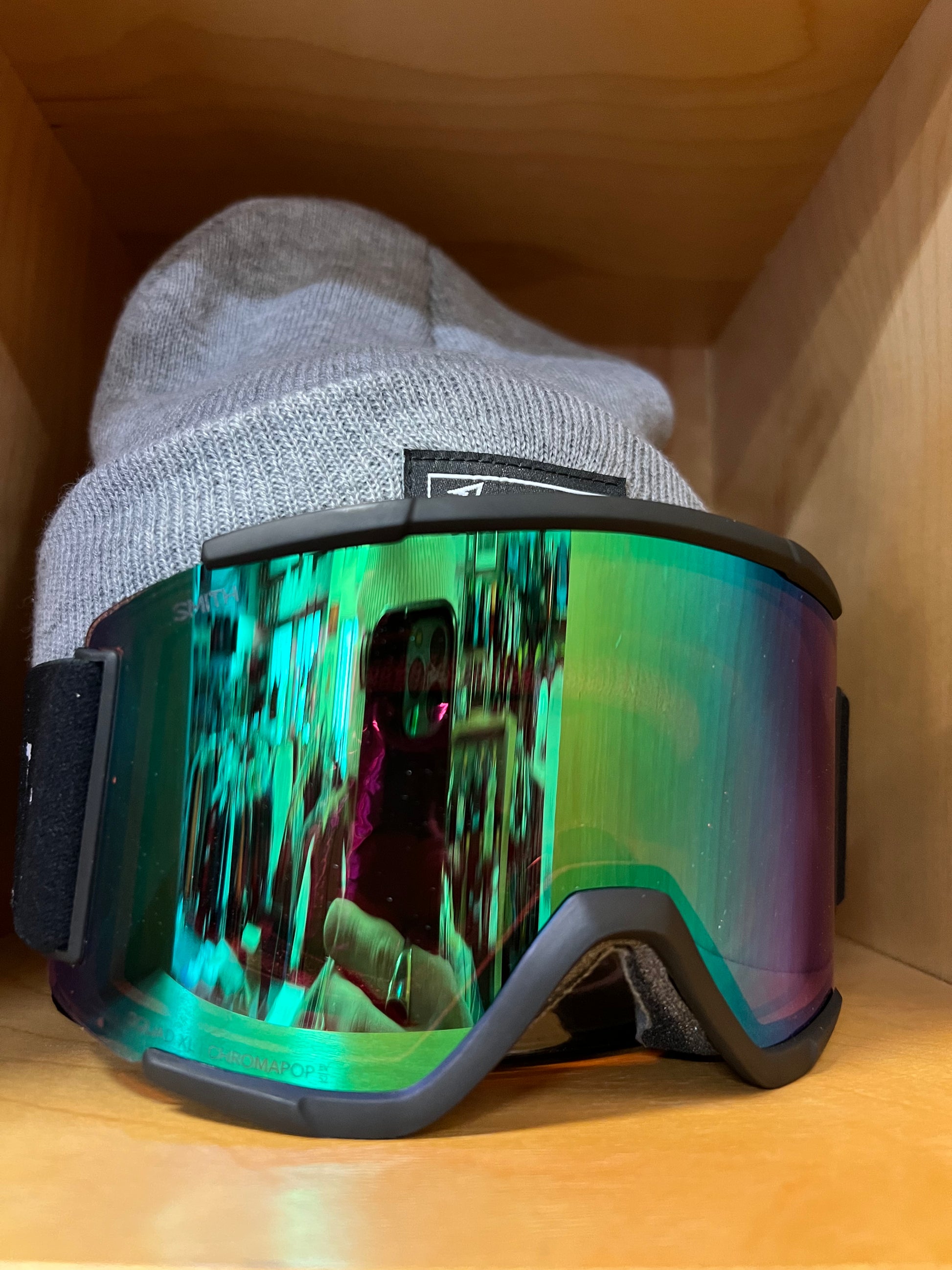 smith squad xl goggles Smith Squad XL Goggles Black ChromaPop Everyday Green Mirror