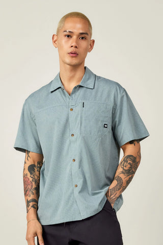 686 Mens Canopy Perforated Button Up -Heather Lead