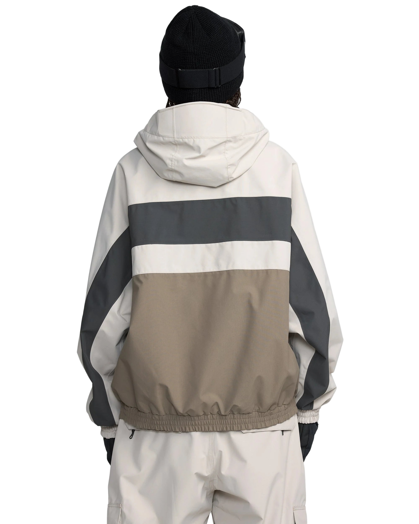 Person wearing the DLM jacket with a white background