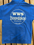 Blue WWS Boardshop circle logo hoodie